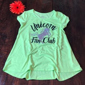 Girls /Kids Line Green Unicorn TShirt.